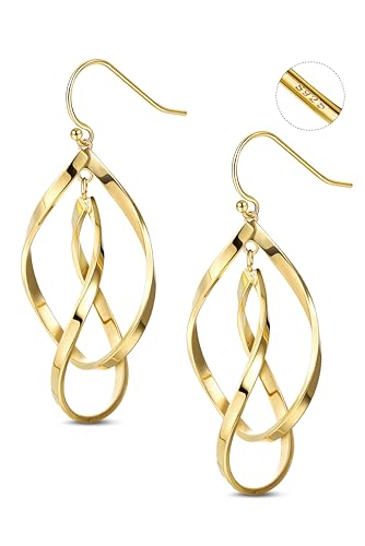 Adramata Silber Ohrringe für Damen Mädchen – Designer Statement Ohrringe, Lagen Twist-Ohrringe, Ohrringe Gold Hängend, Hypoallergene Tropfen Ohrringe aus Silber/Gold,G von Adramata