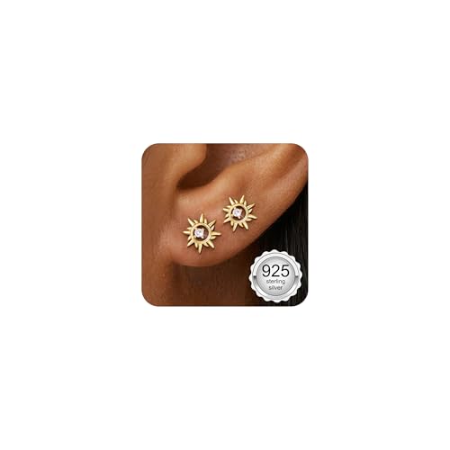 Adramata Ohrringe Silber 925 Klein Ohrringe Damen Mädchen Flatback Ohrstecker Silber 925 Hypoallergen Knorpel Ohrring Tragus Helix Piercings Gold Ohrringe Stecker von Adramata