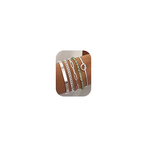 Adramata 5Pcs Armband Damen 14K Vergoldet Armbänder Edelstahl Ketten Armbänder Set Verstellbar Armkette Armreif Naturstein Perlenarmband Silber Gold Armband für Damen Frauen Adramata 5Pcs Armband Damen 14K Vergoldet Armbänder Edelstahl Ketten Armbänder Set Verstellbar Armkette Armreif Naturstein Perlenarmband Silber Gold Armband für Damen Frauen von Adramata