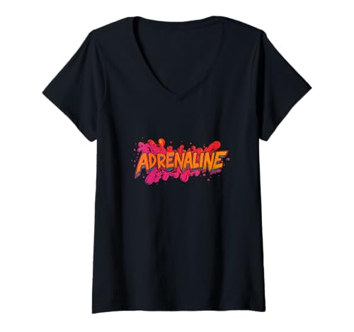 Damen Spüren Sie das Adrenalin für einen coolen und lässigen Look T-Shirt mit V-Ausschnitt von Adrenaline Outfit