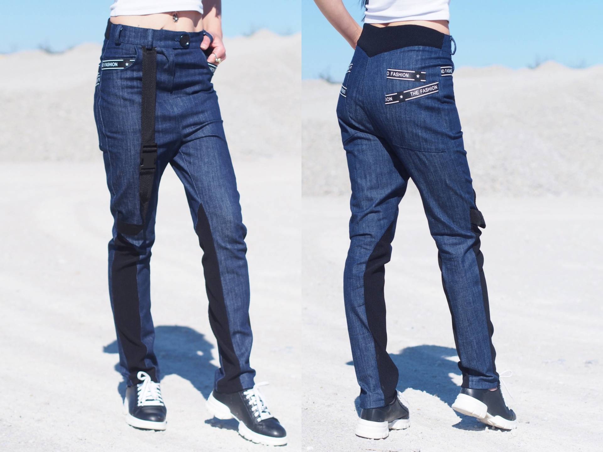 Frauen Denim Hose Mit Tiefem Schritt, Extravagante Jeanshose, Lässige Haremshose, Haremshose Frauen, Gothic von AdrenalineFashion