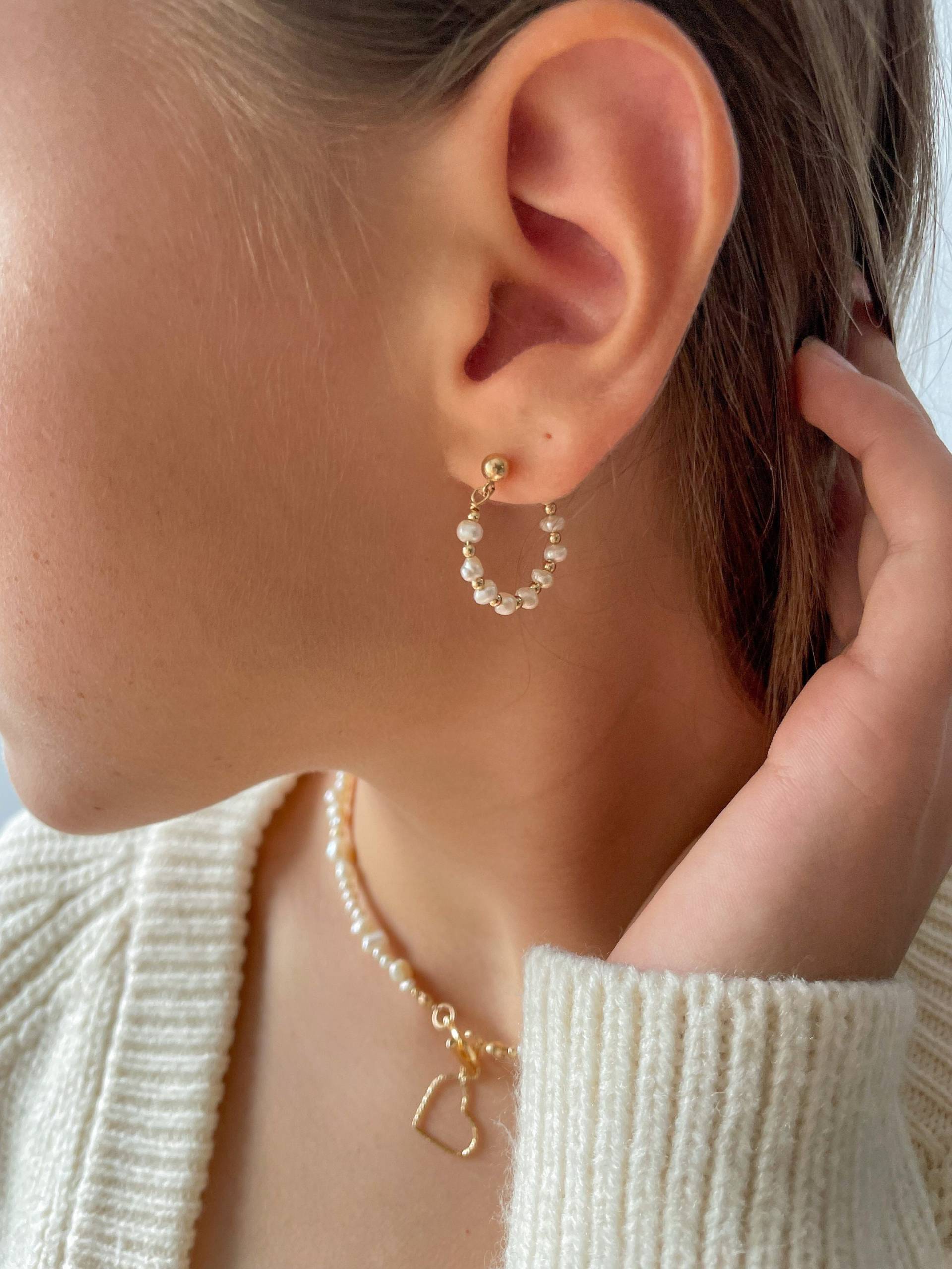 Perlenohrringe | Echte Perle Perlen Ohrringe Gold Filled Schmuck Süsswasserperle Geschenk Für Sie Weihnachtsgeschenk von LivAndAdri