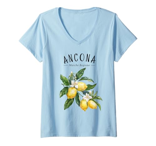 Damen Ancona Italia Lemon Art Adria Sea Fruit Italy Vintage T-Shirt mit V-Ausschnitt von Adria Heritage Ancona Marche Regione Souvenirs