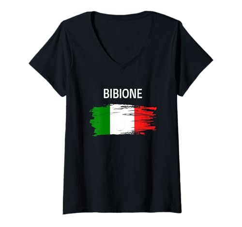 Damen Bibione mit Flagge - weiße Schrift T-Shirt mit V-Ausschnitt von Adria Magazin
