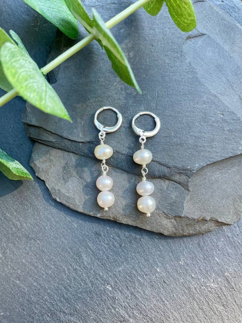 sterling Silber Süßwasser Zucchtperlen Tropfen Ohrringe Brautschmuck von AdriaArtistry