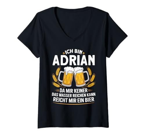 Damen Lustiger Biertrinker Spruch für Adrian T-Shirt mit V-Ausschnitt von Adrian Vorname Lustiger Spruch für Biertrinker