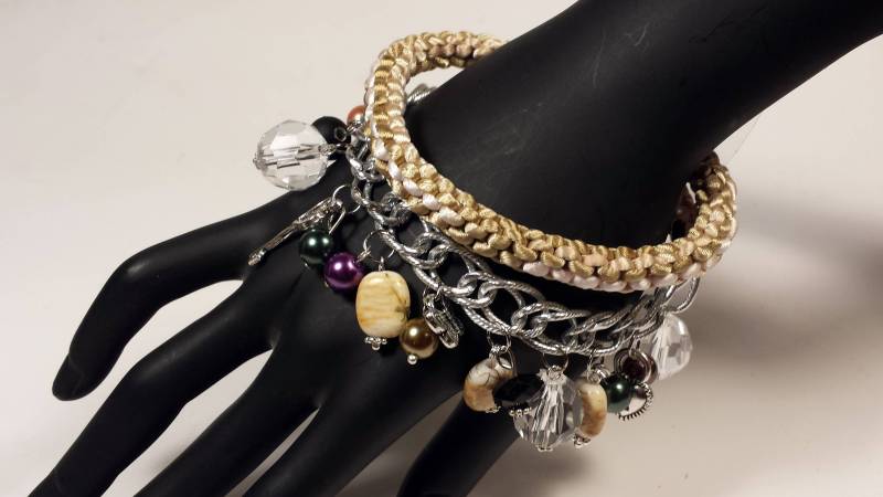 2In1 Halskette Oder Armband, Chunky 2 Reihe Charm Armband Mit Kette Und Makramee 1 Halskette, Handgefertigt von AdrianaHobby
