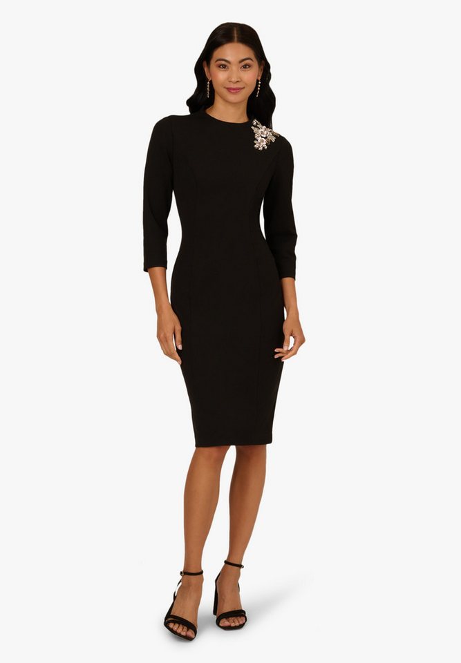 Adrianna Papell Abendkleid 3D Floral Mockneck Short Dress Cocktailkleid mit Stehkragen und Perlenapplikation von Adrianna Papell