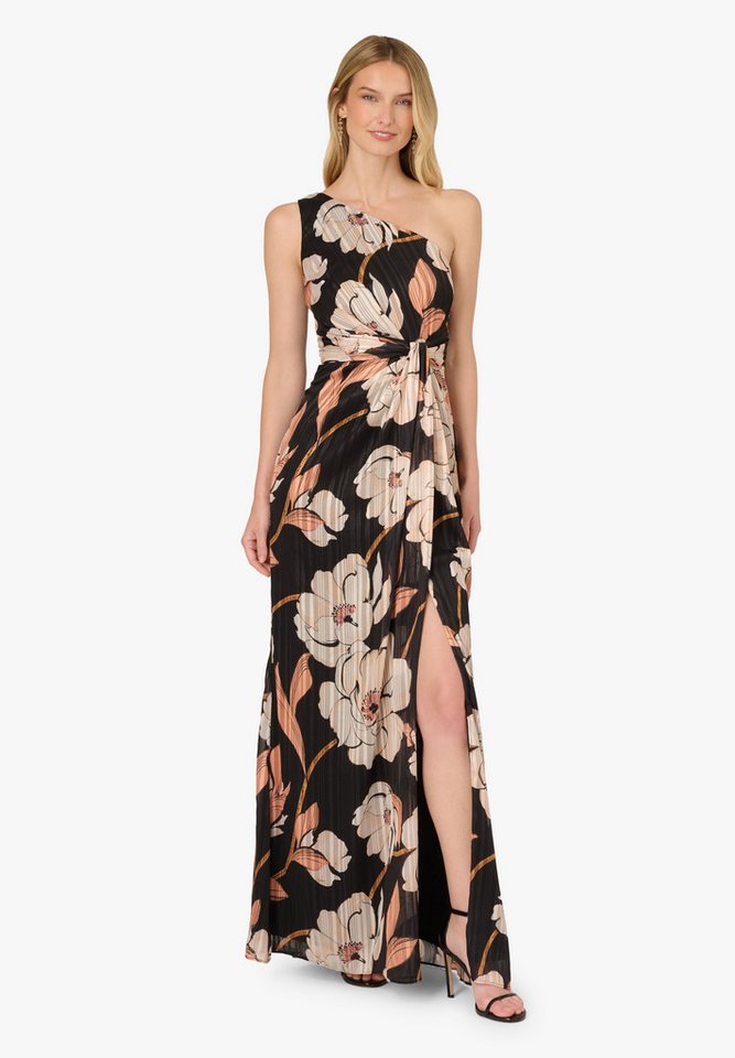 Adrianna Papell Abendkleid Draped Floral Ribbon Gown Auffälliges, florales Metallic-Kleid von Adrianna Papell