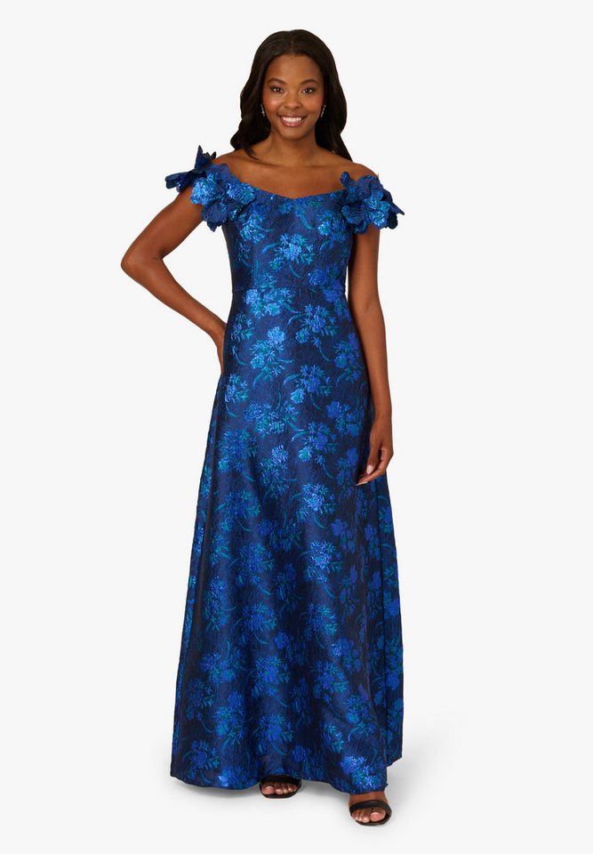 Adrianna Papell Abendkleid Floral Jacquard Gown Jacquard-Kleid mit 3D-Blumen von Adrianna Papell