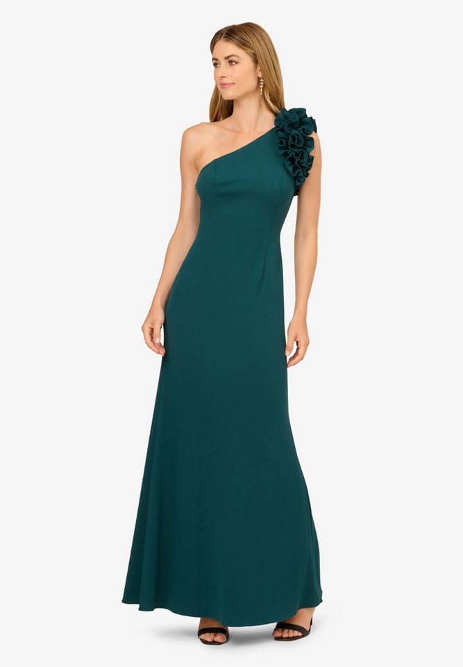 Adrianna Papell Abendkleid One Shoulder Ruffle Crepe Gown Plissiert, romantisch, raffiniert von Adrianna Papell