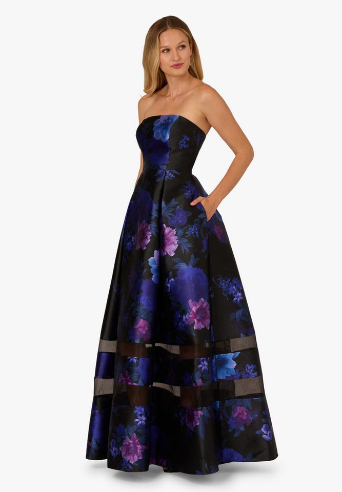 Adrianna Papell Abendkleid Strapless Organza Gown Auffälliges, florales Mikado-Ballkleid von Adrianna Papell