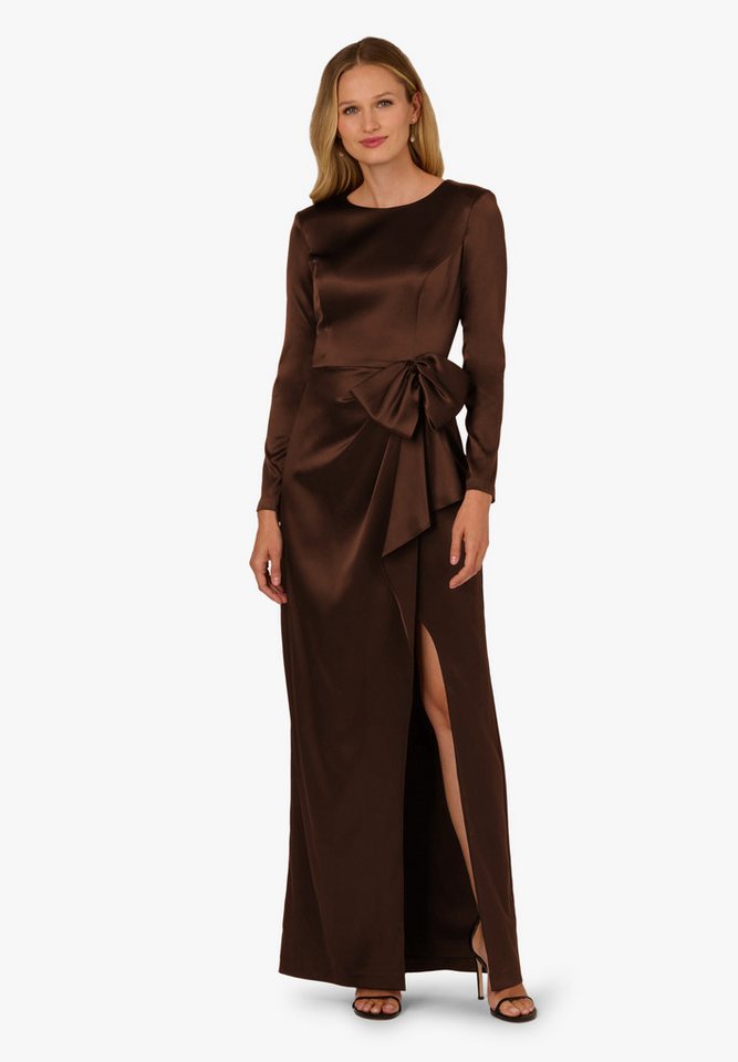 Adrianna Papell Abendkleid Stretch Satin Ruffle Gown Elegantes und schickes Kleid mit Schleifendetail von Adrianna Papell