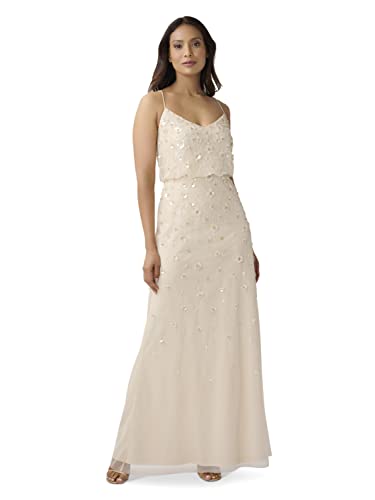 Adrianna Papell Damen 3D-Blumenkleid mit Perlen Kleid für besondere Anlässe, Cashmere, 36 von Adrianna Papell