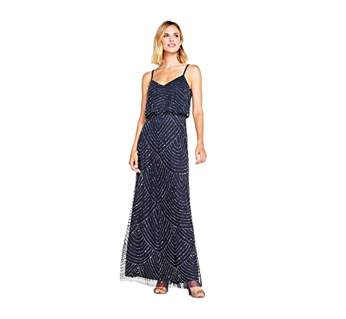 Adrianna Papell Damen Art Deco Beaded Blouson Gown Kleid für besondere Anlässe, Marineblau, 50 Adrianna Papell Damen Art Deco Beaded Blouson Gown Kleid für besondere Anlässe, Marineblau, 50 von Adrianna Papell