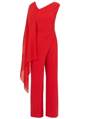 Adrianna Papell Damen Asymmetrical Jersey Jumpsuit Overall, Cayenne, 40 von Adrianna Papell