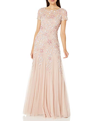 Adrianna Papell Damen Beaded Gown with Godets Kleid für besondere Anlässe, Blush Pink, 40 von Adrianna Papell