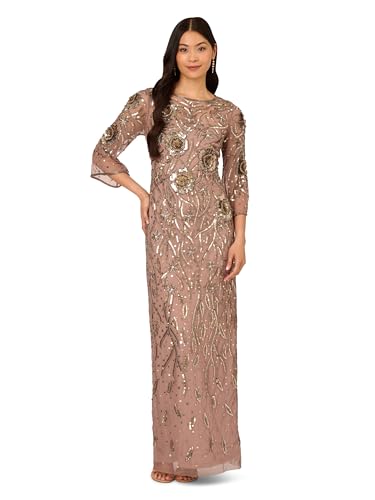 Adrianna Papell Damen Beaded Mesh Long Dress Kleid für besondere Anlässe, Stein, 40 Adrianna Papell Damen Beaded Mesh Long Dress Kleid für besondere Anlässe, Stein, 40 von Adrianna Papell