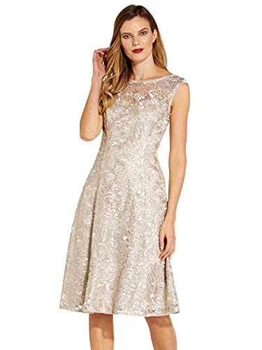 Adrianna Papell Damen Bestickte Midi Cocktail Dres Kleid für besondere Anlässe, Marmor, 34 von Adrianna Papell