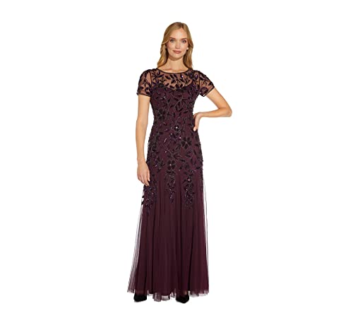 Adrianna Papell Damen Blumenmuster und Perlen Kleid, Nacht Pflaume, 44 von Adrianna Papell