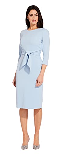 Adrianna Papell Damen Bow Sheath Dress with Three Quarter Sleeves Kleid, Blau-Blue Mist, 40 von Adrianna Papell