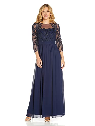 Adrianna Papell Damen Georgette-Rock mit Perlen Kleid für besondere Anlässe, Light Navy, 46 von Adrianna Papell