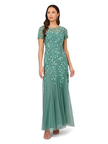 Adrianna Papell Damen Godet Blumenmuster und Perlen Kleid für besondere Anlässe, Grüner Schiefer, 36 Adrianna Papell Damen Godet Blumenmuster und Perlen Kleid für besondere Anlässe, Grüner Schiefer, 36 von Adrianna Papell