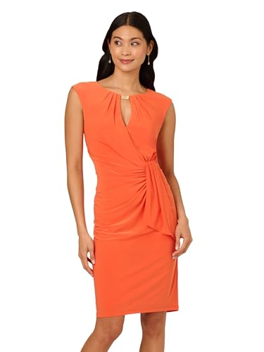 Adrianna Papell Damen Keyhole Jersey Short Dress Kleid, Papaya, 42 von Adrianna Papell
