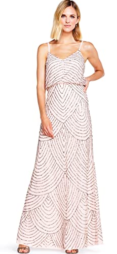 Adrianna Papell Damen Kleid Lng Blouson Dress, Mehrfarbig-Multicoloured (Blush/Gold), 38 (Herstellergröße: 8) von Adrianna Papell