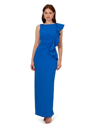Adrianna Papell Damen Knit Crepe Ruffle Gown Kleid für besondere Anlässe, Cool Cobalt, 48 Adrianna Papell Damen Knit Crepe Ruffle Gown Kleid für besondere Anlässe, Cool Cobalt, 48 von Adrianna Papell