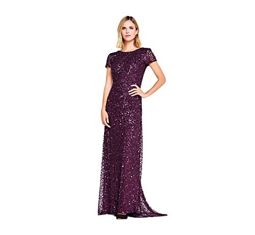 Adrianna Papell Damen Kurzärmliges Pailletten Kleid für besondere Anlässe, Cabernet, 40 von Adrianna Papell