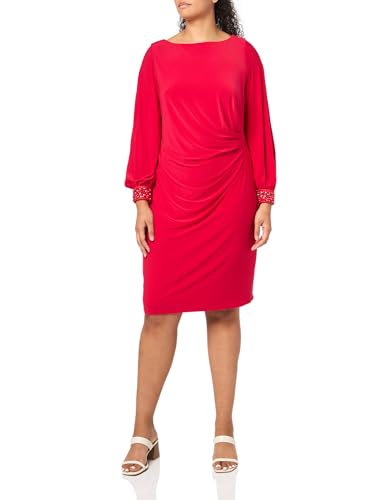 Adrianna Papell Damen Kurzes Jersey Perlenmanschette Kleid, Hot Rubin, 50 Mehr von Adrianna Papell