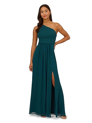 Adrianna Papell Damen Chiffon-Kleid mit Einer Schulter, Jäger, 32 von Adrianna Papell