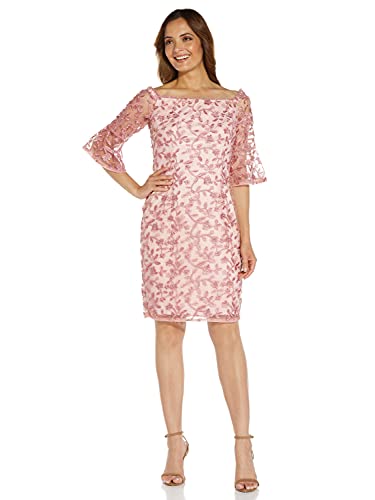 Adrianna Papell Damen Metallische Stickerei-Hülle Kleid, Blush, 38 von Adrianna Papell