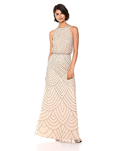 Adrianna Papell Damen Neckholder Blouson Perlen Kleid für besondere Anlässe, Hautfarben, 46 Adrianna Papell Damen Neckholder Blouson Perlen Kleid für besondere Anlässe, Hautfarben, 46 von Adrianna Papell