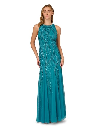 Adrianna Papell Damen Neckholder Perlen Kleid für besondere Anlässe, Blaugrün/EIN Hauch von Paradies (Trace of Paradise), 46 von Adrianna Papell