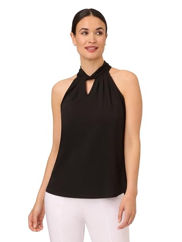 Adrianna Papell Damen Neckholder-Top mit Twist-Ausschnitt, Schwarz, X-Groß von Adrianna Papell