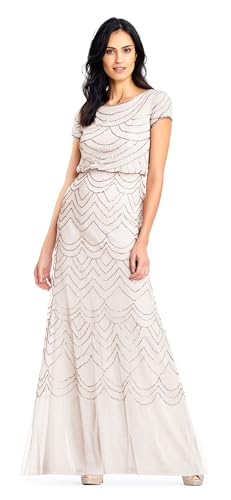 Adrianna Papell Damen Short Sleeve Blouson Beaded Gown Kleid für besondere Anlässe, Blush/Gold, 42 Adrianna Papell Damen Short Sleeve Blouson Beaded Gown Kleid für besondere Anlässe, Blush/Gold, 42 von Adrianna Papell
