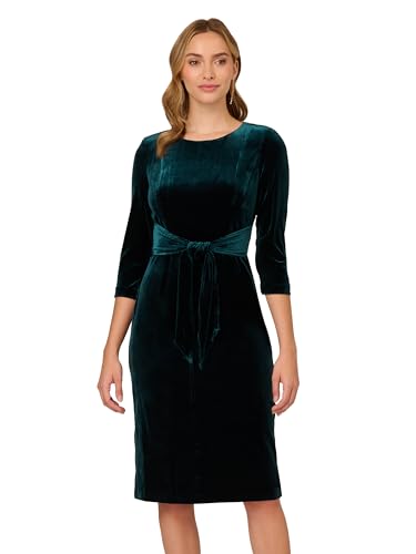 Adrianna Papell Damen Velvet Tie Front Dress Kleid, Hunter, 40 von Adrianna Papell