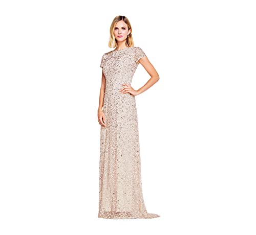 Adrianna Papell Damen paillettenjurk met korte mouwen dresses, Blush, 36 EU von Adrianna Papell