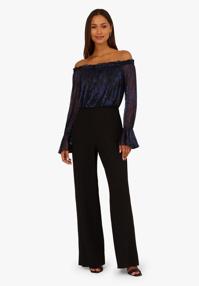 Adrianna Papell Jumpsuit Crinkle Crepe Jumpsuit Schmeichelhafter, metallischer, schulterfreier Jumpsuit von Adrianna Papell