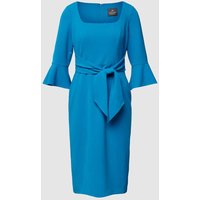 Adrianna Papell Knielanges Cocktailkleid mit Bindedetail in Aqua, Größe 34 von Adrianna Papell