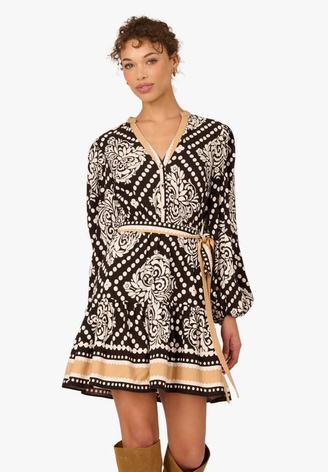 Adrianna Papell Sommerkleid Printed Short Dress Bohemian-Kleid mit volantverziertem Saum von Adrianna Papell