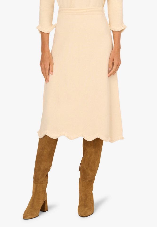 Adrianna Papell Sommerrock Pull On A-Line Sweater Midi Skirt with Wavy Fringe Hem A-Linien-Strickrock mit weich gewelltem Saum von Adrianna Papell