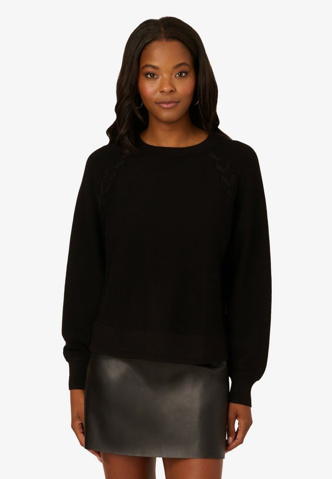 Adrianna Papell Strickpullover Crew Neck Long Sleeve Pullover Sweater with Lace Up Detail Elegant, zeitlos, stilvoll von Adrianna Papell