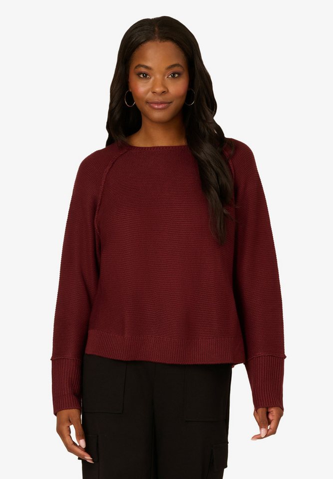 Adrianna Papell Strickpullover Exposed Seam Seed Stitch Sweater with Long Raglan Sleeves Elegant, zeitlos, stilvoll von Adrianna Papell