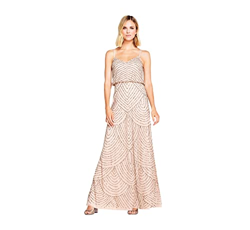 Adrianna Papell Women's Long Beaded Blouson Gown, Taupe/Pink, 8 von Adrianna Papell
