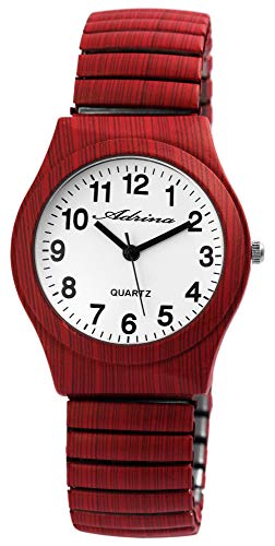 Adrina Damen - Armbanduhr Edelstahl Zugarmband Analog Quarz 1700045 (Dunkelrot) von Adrina