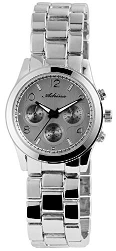 Adrina Damen-Uhr Metallarmband Faltschließe Eleganz Analog Quarz 1800026 (grau) von Adrina