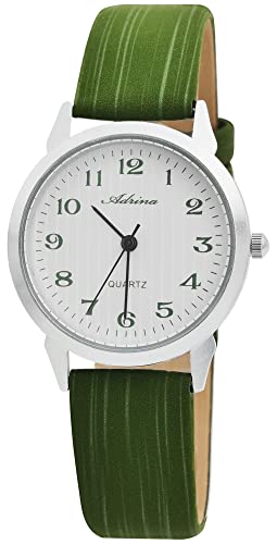 Adrina Damenuhr Weiß Braun Analog Metall Kunstleder Quarz Armbanduhr von Adrina
